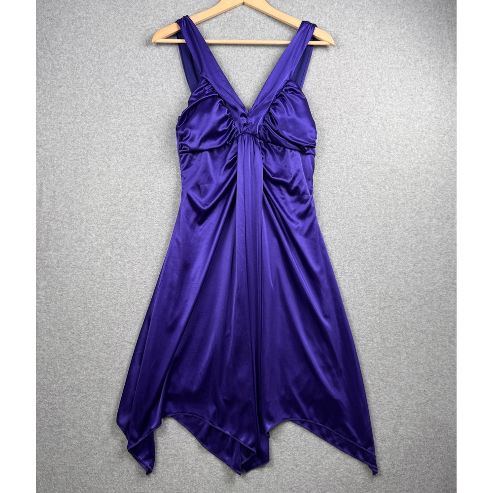 Vintage Taboo Dress Womens Small Purple Y2K Satin Handkerchief Hem Fairy Goth
